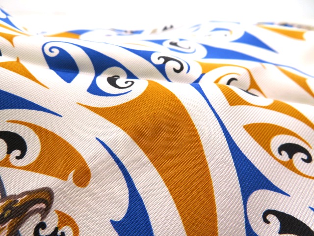HERMES エルメス スカーフ カレ90 Kawa Ora カワ オラ ブルー