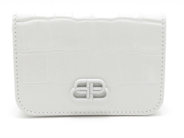 BALENCIAGA バレンシアガ 財布 クロコ型三つ折コンパクト財布 ホワイト 