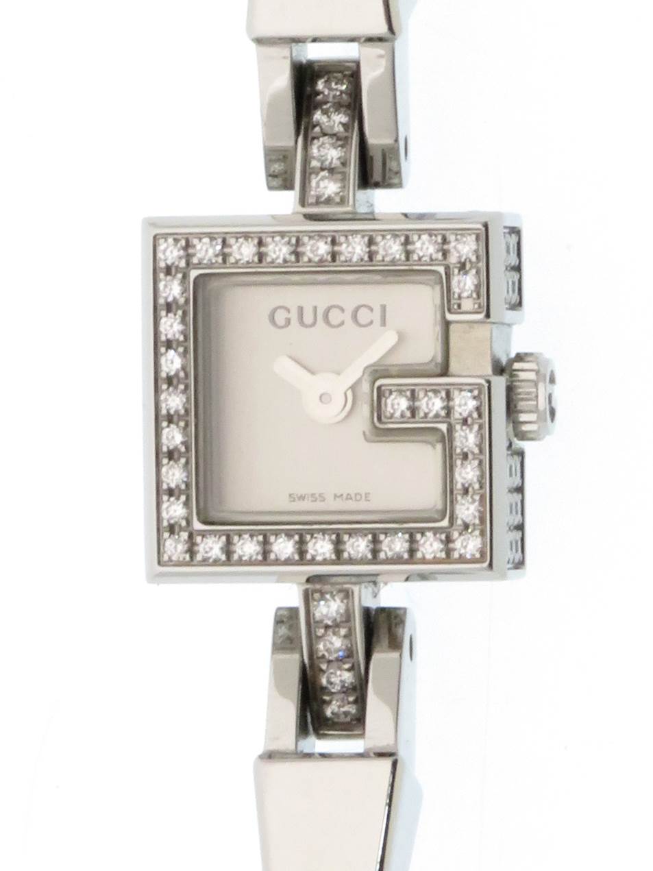 GUCCI グッチ 102 ダイヤベゼル クォ―ツ ステンレススチール 革