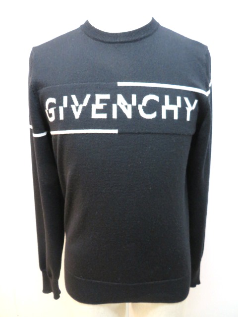 GIVENCHY ジバンシィ ニット セーター メンズ S ブラック ロゴ ウール ...