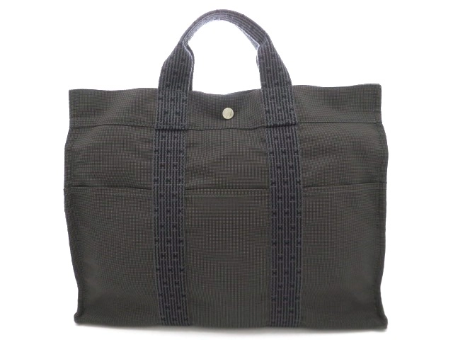 HERMES グレー トートバッグ HERMES トートバッグ グレー ナイロン