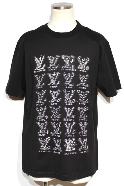 LOUIS VUITTON　ルイヴィトン　衣類　Tシャツ　メンズXL　ブラック　カートゥーンLVロゴ　コットン　2148103621888　【200】