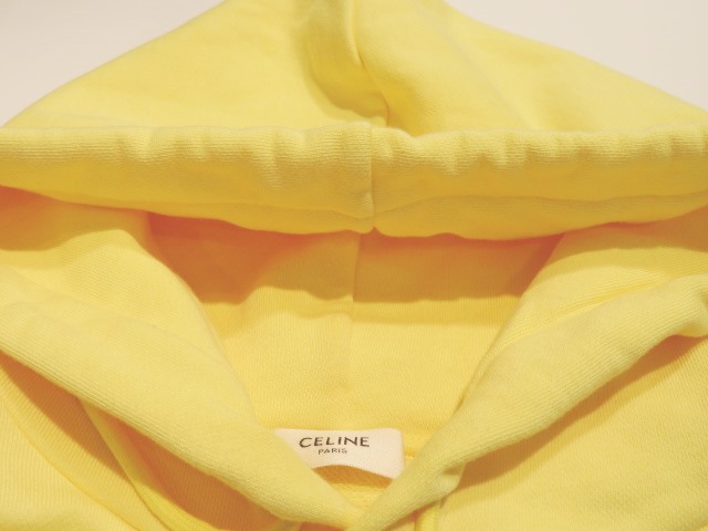 CELINE セリーヌ パーカー メンズ XS イエロー ロゴ コットン