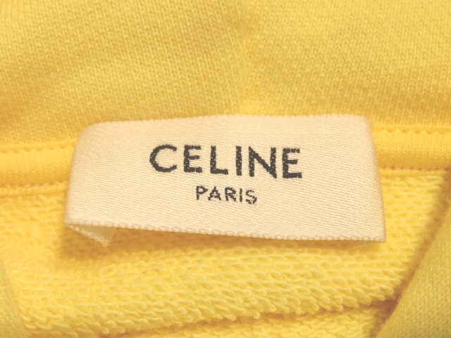 CELINE セリーヌ パーカー メンズ XS イエロー ロゴ コットン