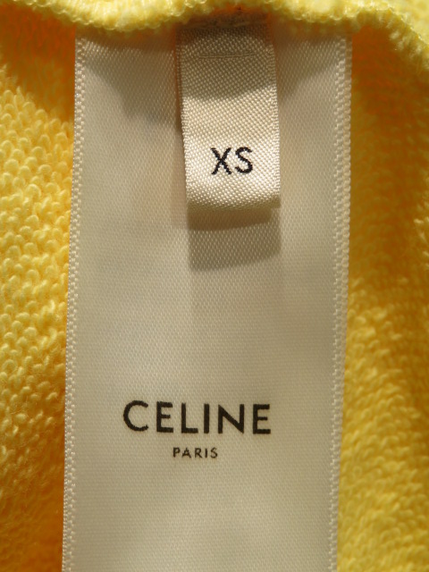 CELINE セリーヌ パーカー メンズ XS イエロー ロゴ コットン