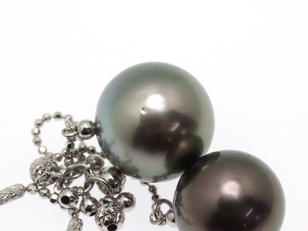 【ノーブランド】K18WG パール ネックレス K10YGフレッシュウォーターパール/ホワイトトパーズネックレス