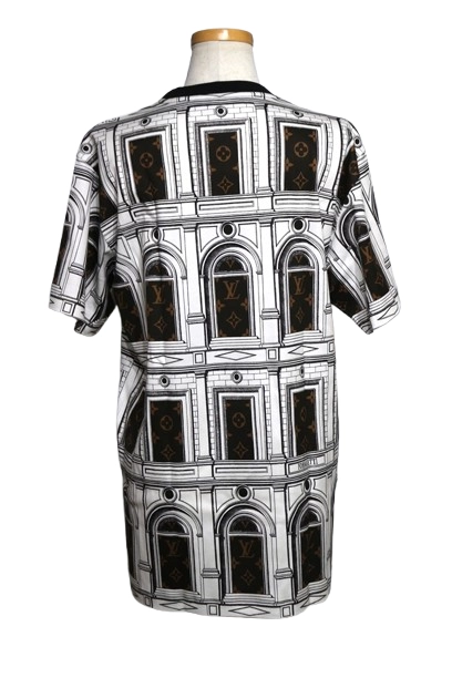 LOUIS VUITTON ルイヴィトン 衣類 モノグラムアーキテクチャ Tシャツ レディースM ホワイト/ブラウン コットン RW212B HW8 HLTS91