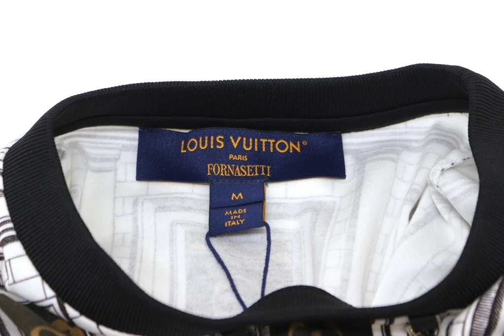 LOUIS VUITTON ルイヴィトン 衣類 モノグラムアーキテクチャ Tシャツ レディースM ホワイト/ブラウン コットン RW212B HW8 HLTS91