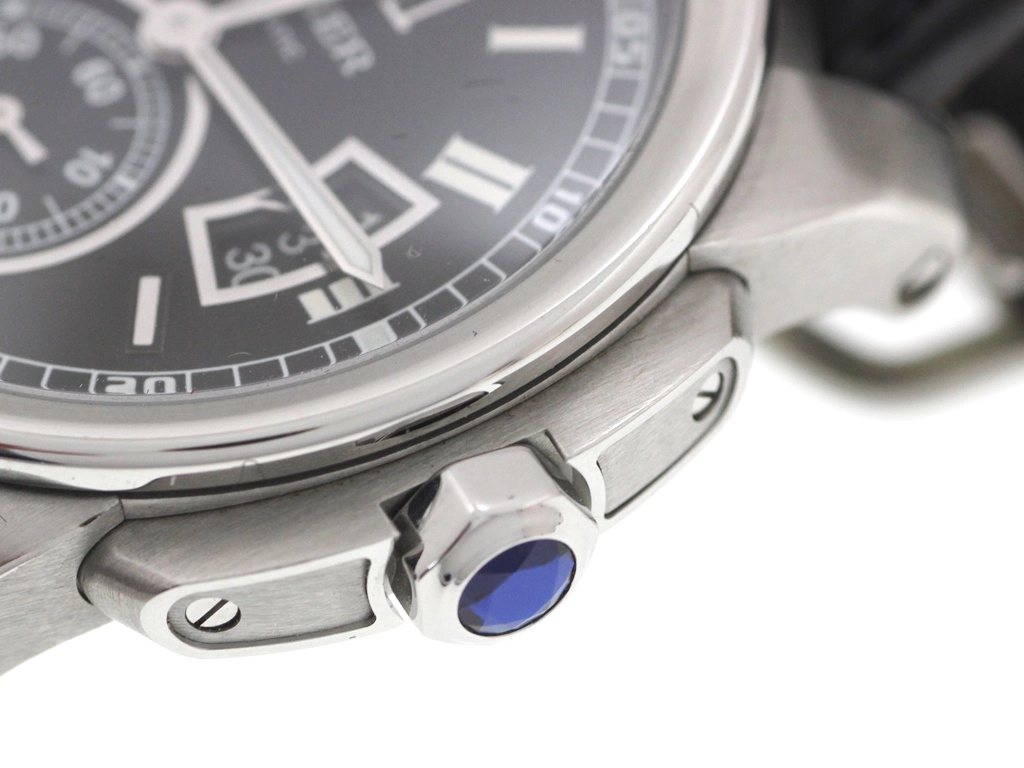 Cartier カルティエ 腕時計 2010年正規品 カリブル ドゥ カルティエ W7100014 スティール/アリゲーターベルト ブラック文字盤 自動巻き【471】