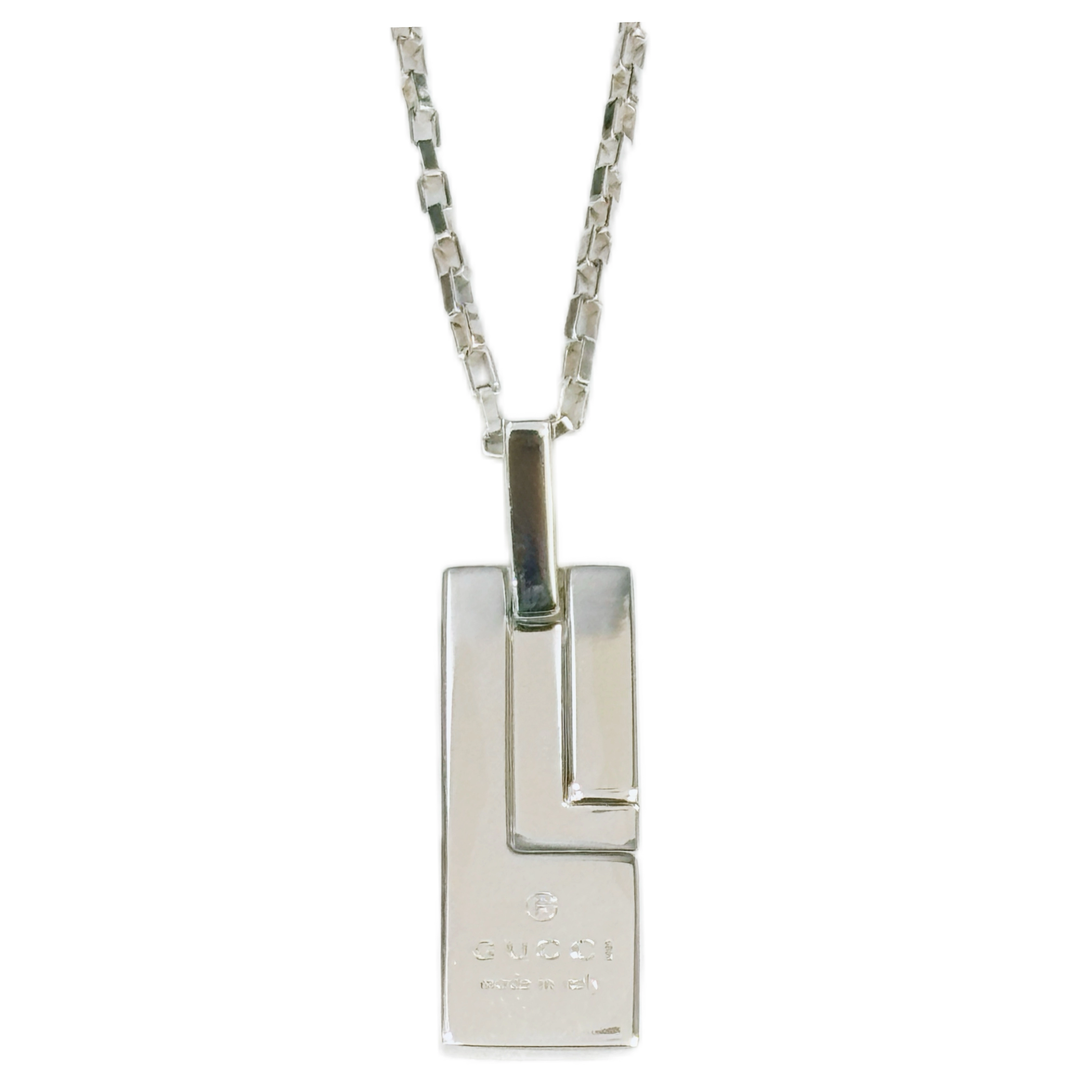 GUCCI　 グッチ　Ｇロゴプレート　ネックレス　SV　シルバー　約16.3ｇ　2181000001957【208】