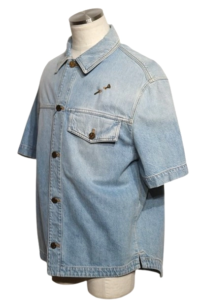 LOUIS VUITTON ルイ・ヴィトン 衣類 デニム半袖シャツ メンズS ブルー コットン 1A8XAD (2120500251097) 【200】