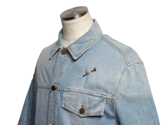 LOUIS VUITTON ルイ・ヴィトン 衣類 デニム半袖シャツ メンズS ブルー コットン 1A8XAD (2120500251097) 【200】