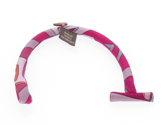 HERMES エルメス プティアッシュブレスレット ピンク シルク 【430