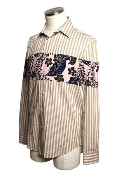 LOUIS VUITTON ルイヴィトン 衣類 ストライプシャツ メンズXS ベージュ/ピンク コットン RM181M FFS HES21W