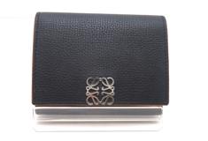 LOEWE　ロエベ　アナグラム　トライフォールドウォレット ブラック/ブラウン　カーフ【431】2143200603799