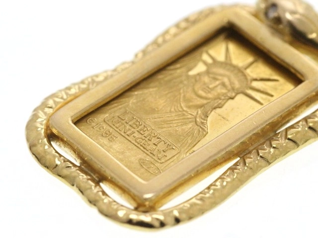 JEWELRY ノンブランド ペンダントトップ 自由の女神 リバティインゴット ペンダント K24 K18 3.1g【473】
