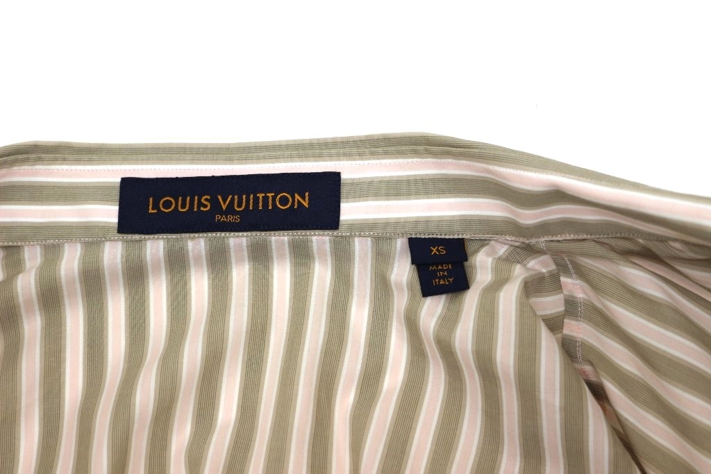 LOUIS VUITTON ルイヴィトン 衣類 ストライプシャツ メンズXS ベージュ/ピンク コットン RM181M FFS HES21W