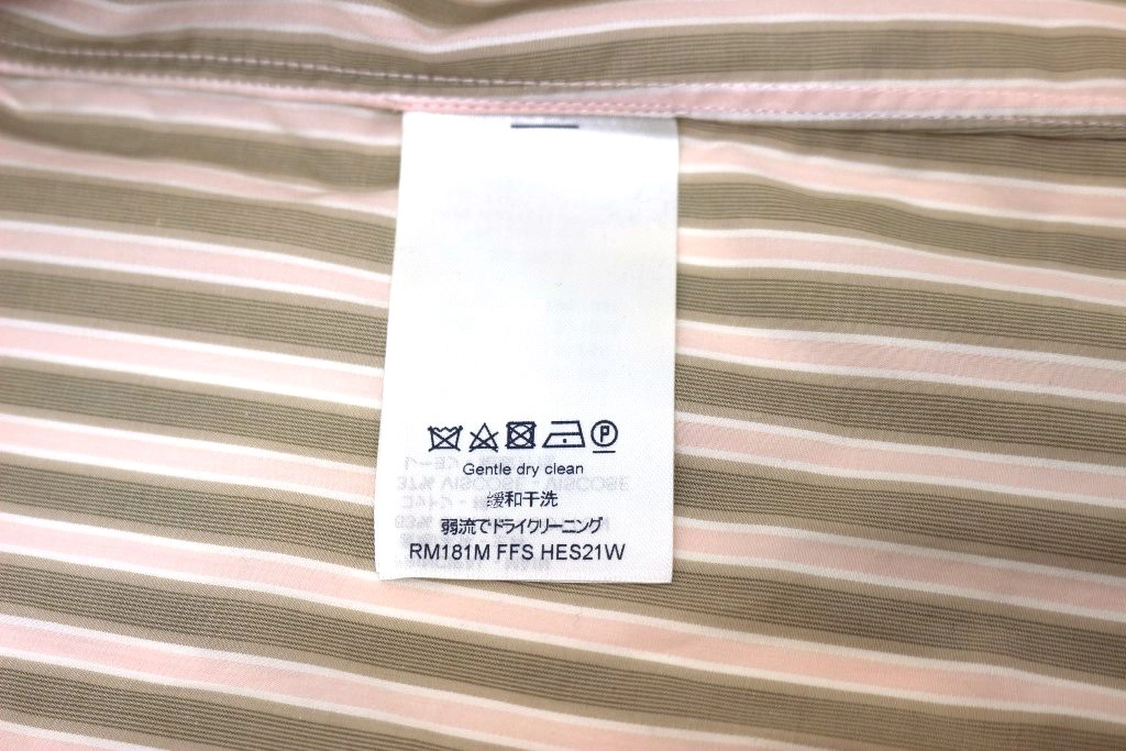 LOUIS VUITTON ルイヴィトン 衣類 ストライプシャツ メンズXS ベージュ/ピンク コットン RM181M FFS HES21W