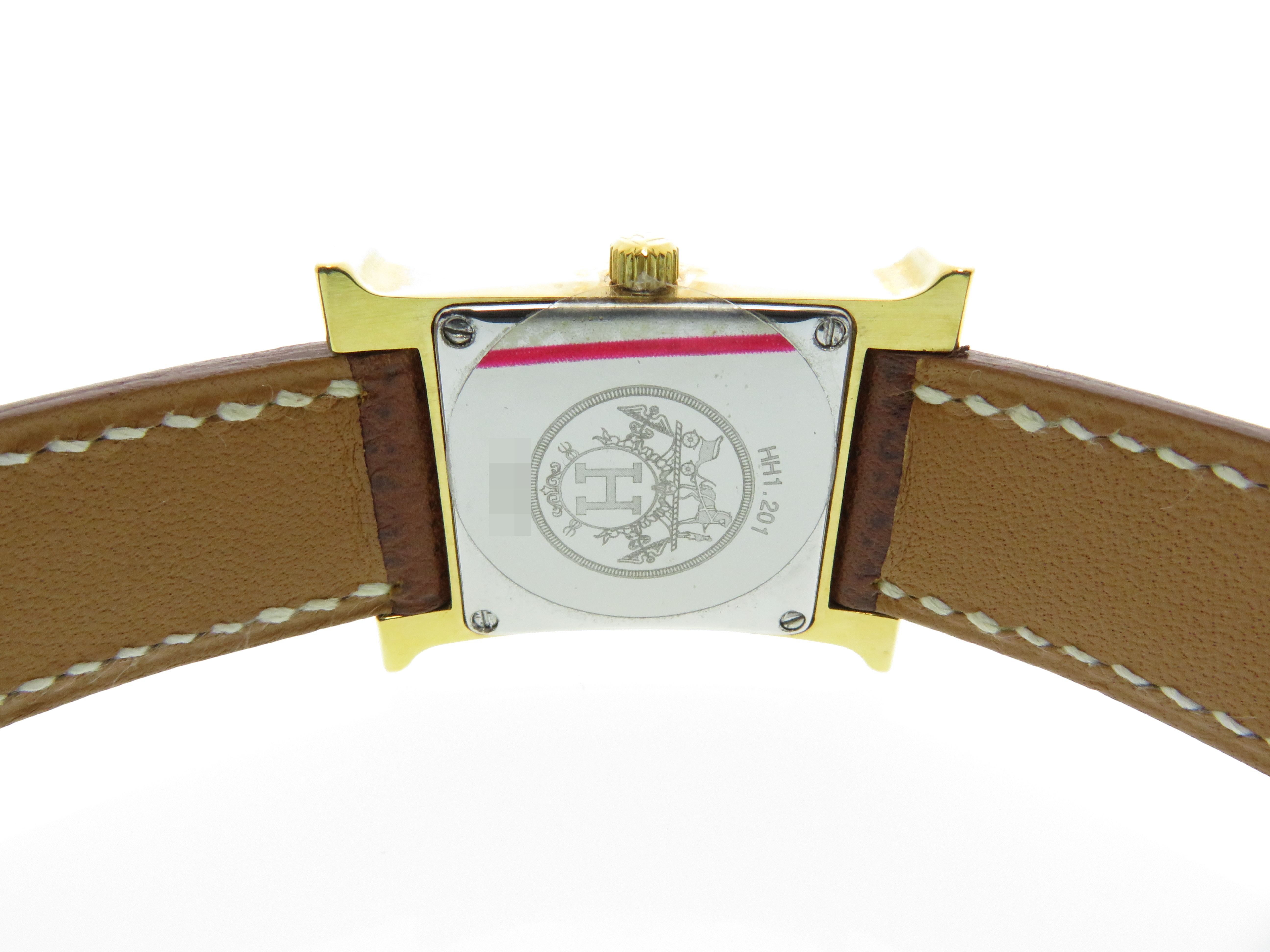 HERMES エルメス Hウォッチ HH1.201 シャンパン文字盤 GP/革