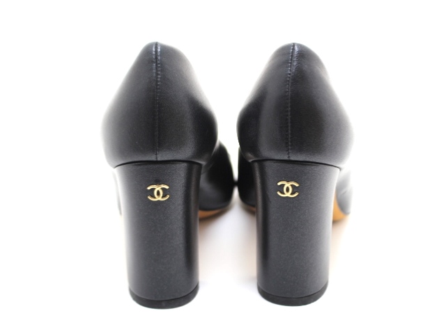 CHANEL シャネル 靴 チェーン オープントゥパンプス レディース