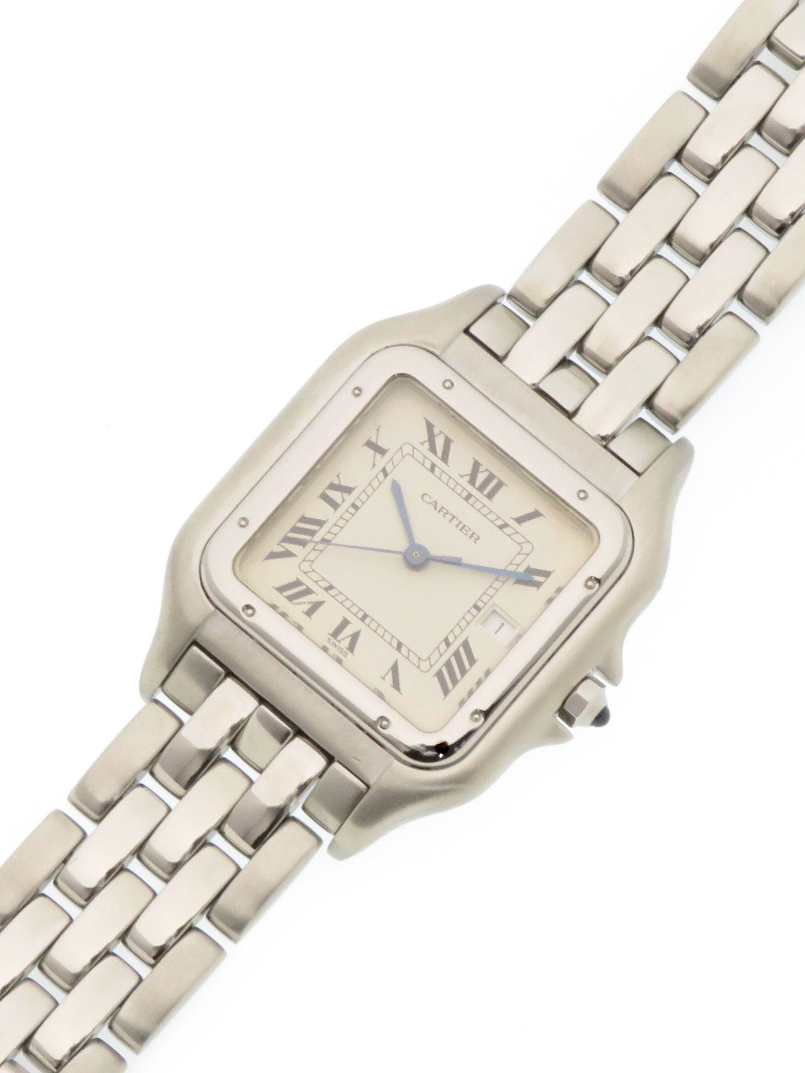 Cartier カルティエ パンテールLM ステンレスチール アイボリー文字盤 クォ―ツ メンズ腕時計 【437】の購入なら「質」の大黒屋（公式）