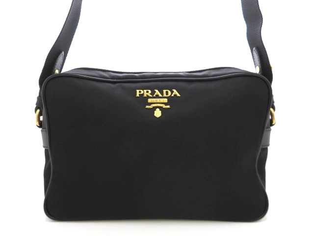 PRADA プラダ ショルダーバッグ ナイロン カーフ ブラック【473】