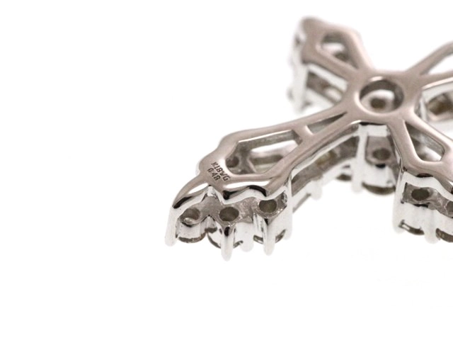 JEWELRY ノンブランド ジュエリー クロス ペンダント トップ K18 ホワイトゴールド ダイヤモンド 0.48カラット 1.6g【473】
