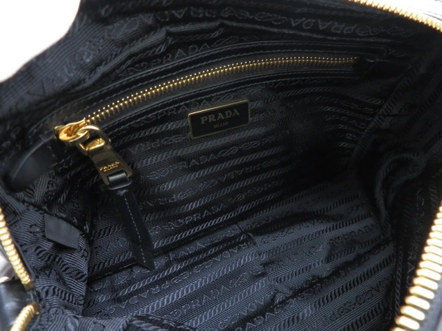 PRADA プラダ ショルダーバッグ ナイロン カーフ ブラック【473】