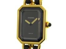 CHANEL　シャネル　プルミエールL　GP×革　クォーツ　H0001　レディース腕時計【431】