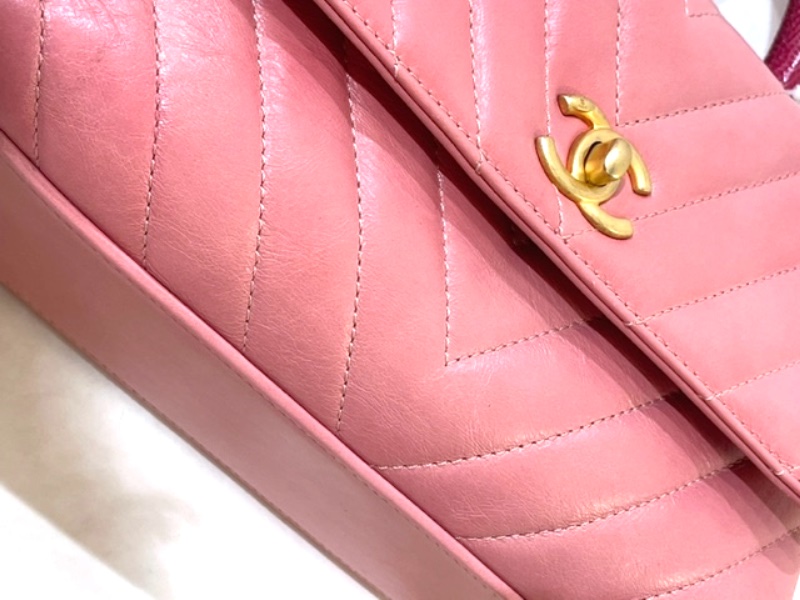 CHANEL シャネル Vステッチ2WAYトップハンドル カーフ