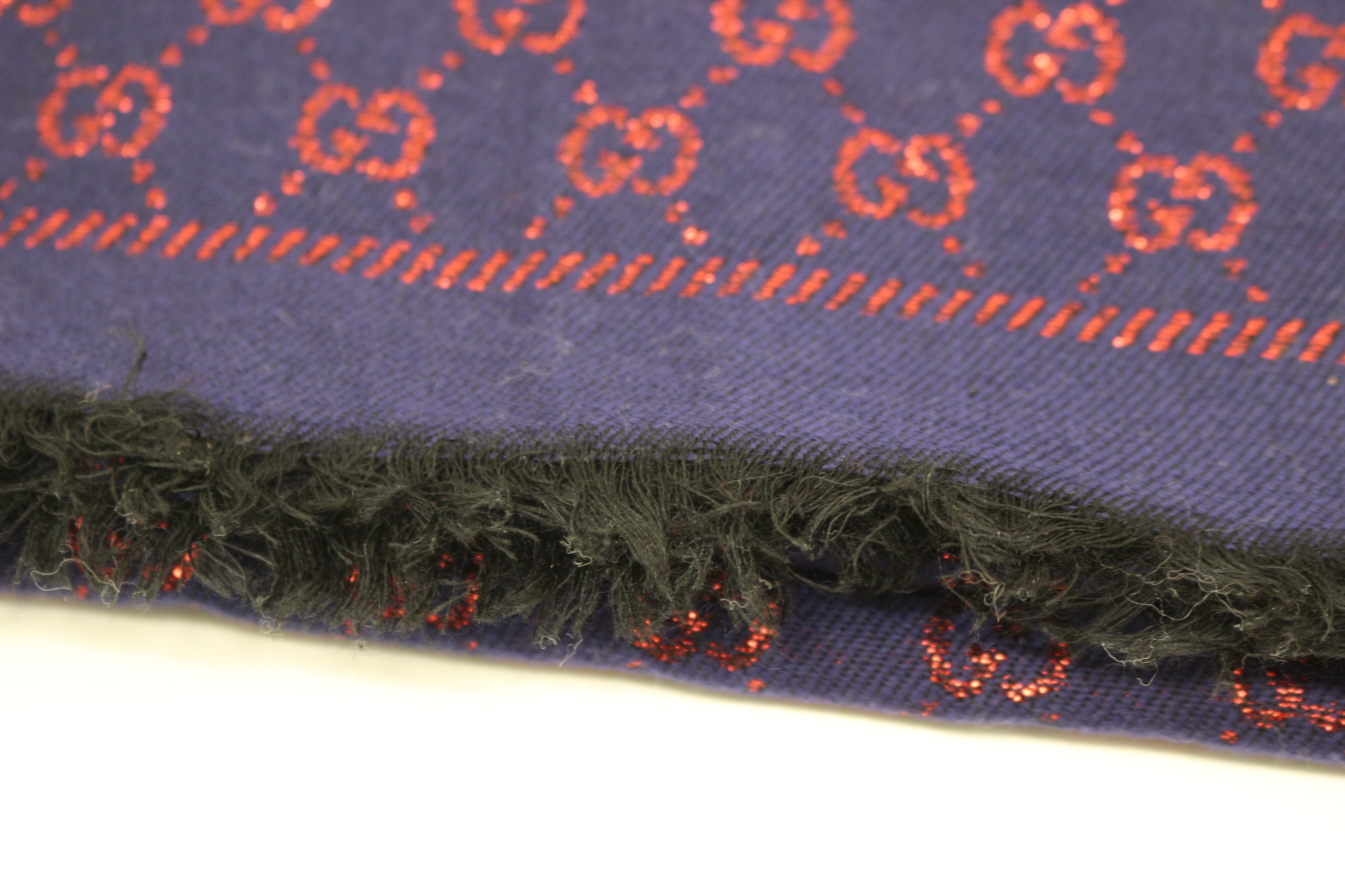 GUCCI グッチ メタリックGGストール メタリックレッド ネイビー ウール  