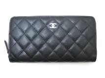 CHANEL シャネル 財布 クラシックロングジップウォレット ブラック/シルバー グレインドカーフ【472】 の購入なら「質」の大黒屋（公式）