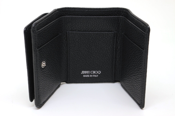 【匿名配送】JIMMY CHOO ウォレット　❤︎ コンパクトジップ ウォレット | ブラック レザー・ウォレット