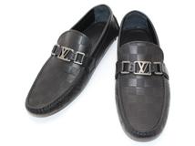 LOUIS VUITTON ルイ・ヴィトン 靴 ホッケンハイムローファー メンズ7ハーフ(約26cm) ブラック レザー 1AD685 (2120500251400) 【200】