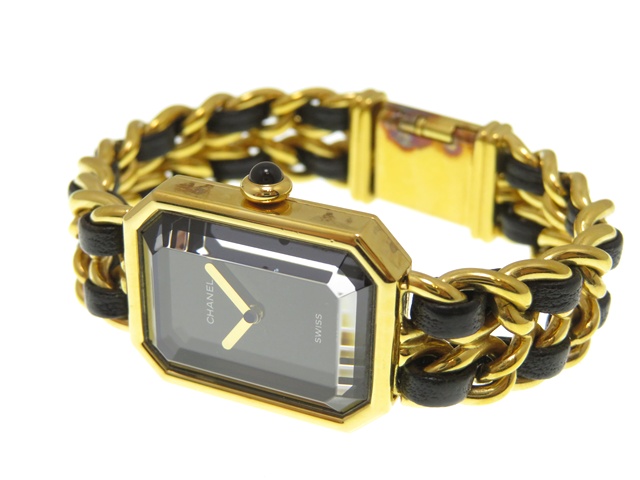 CHANEL シャネル プルミエールS GP×革 クォーツ H0001