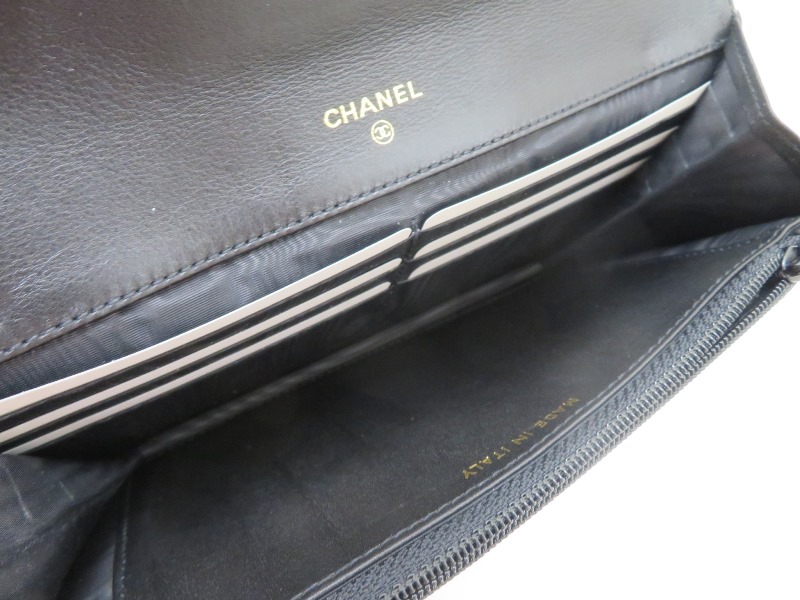 CHANEL シャネル 長財布 ココマークZIP長財布 ブラック/ゴールド