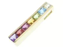 JEWELRY ノンブランドジュエリー ペンダントトップ バー マルチカラーストーン K18YG マルチ1.00ct 2.8g【436】
