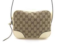 GUCCI グッチ ショルダーバッグ ベージュ ホワイト GGキャンバス レザー アウトレット【473】