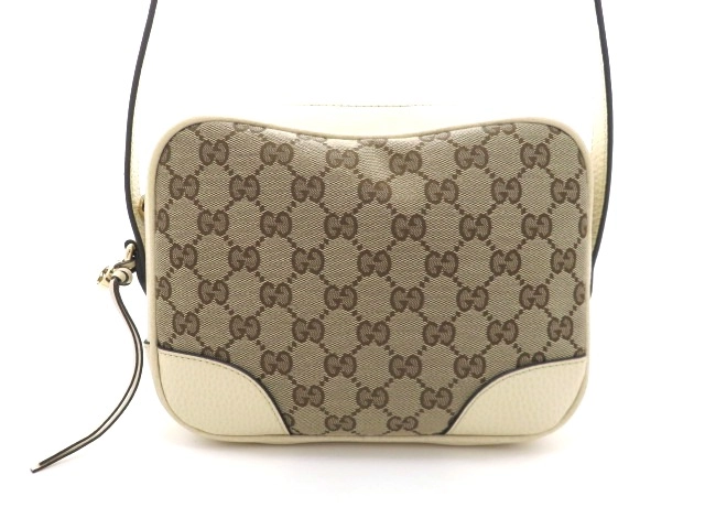 GUCCI グッチ ショルダーバッグ ベージュ ホワイト GGキャンバス レザー アウトレット【473】