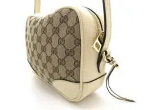 GUCCI グッチ ショルダーバッグ ベージュ ホワイト GGキャンバス レザー アウトレット【473】