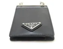 PRADA　プラダ　カードケース　ブラッシュドレザー カードケース ブラック レザー　1MR022　SJ【472】