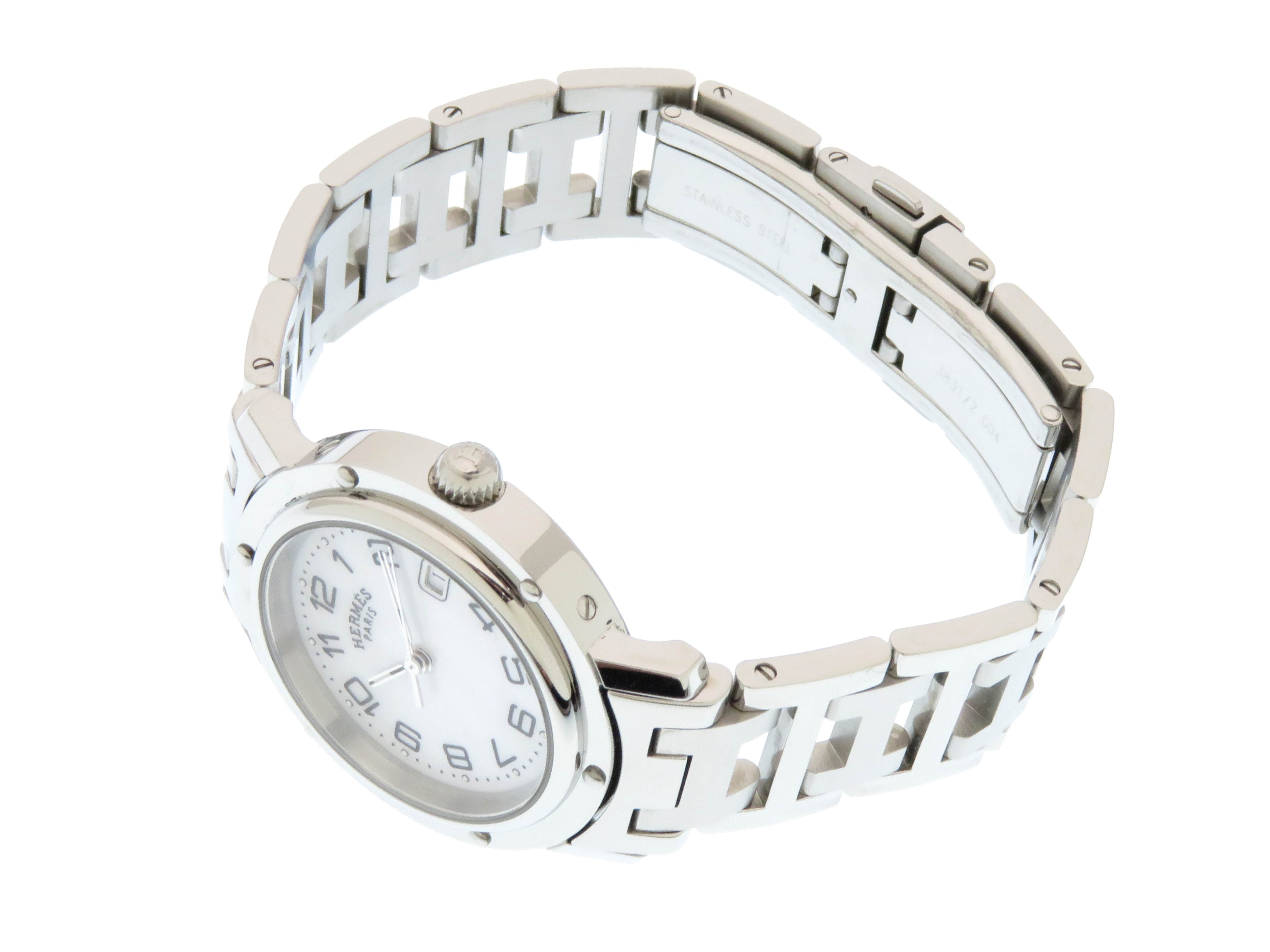 HERMESCL6.410WhiteシェルDialエルメスクリッパー