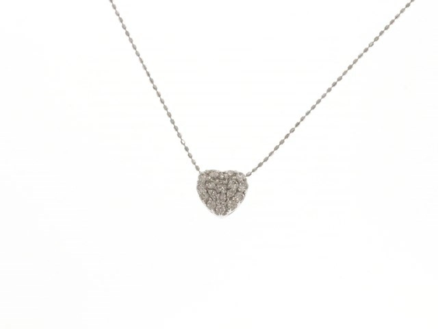 JEWELRY ノンブランド ジュエリー ハート ネックレス K18 ホワイトゴールド ダイヤモンド 0.30カラット 2.2g【473】