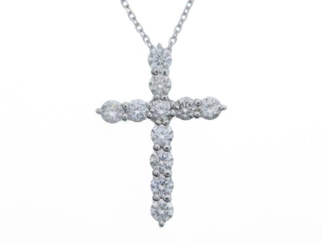 週末価格❣【ノンブランドジュエリー】クロスネックレス Pｔ850 JEWELRY ノンブランドジュエリー ダイヤモンド ネックレス