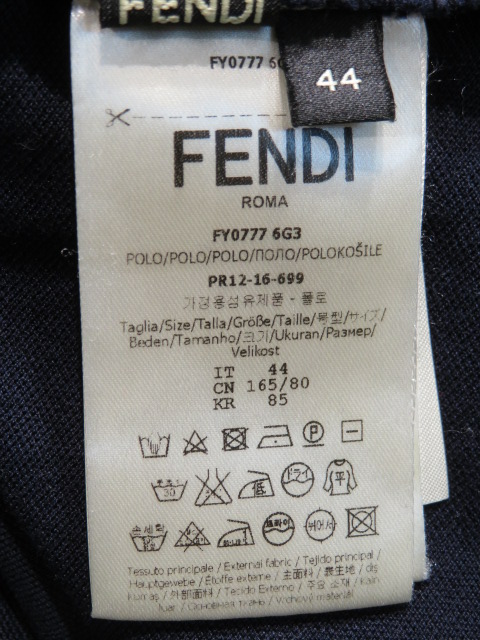 FENDI フェンディ ポロシャツ メンズ 44 ネイビー コットン
