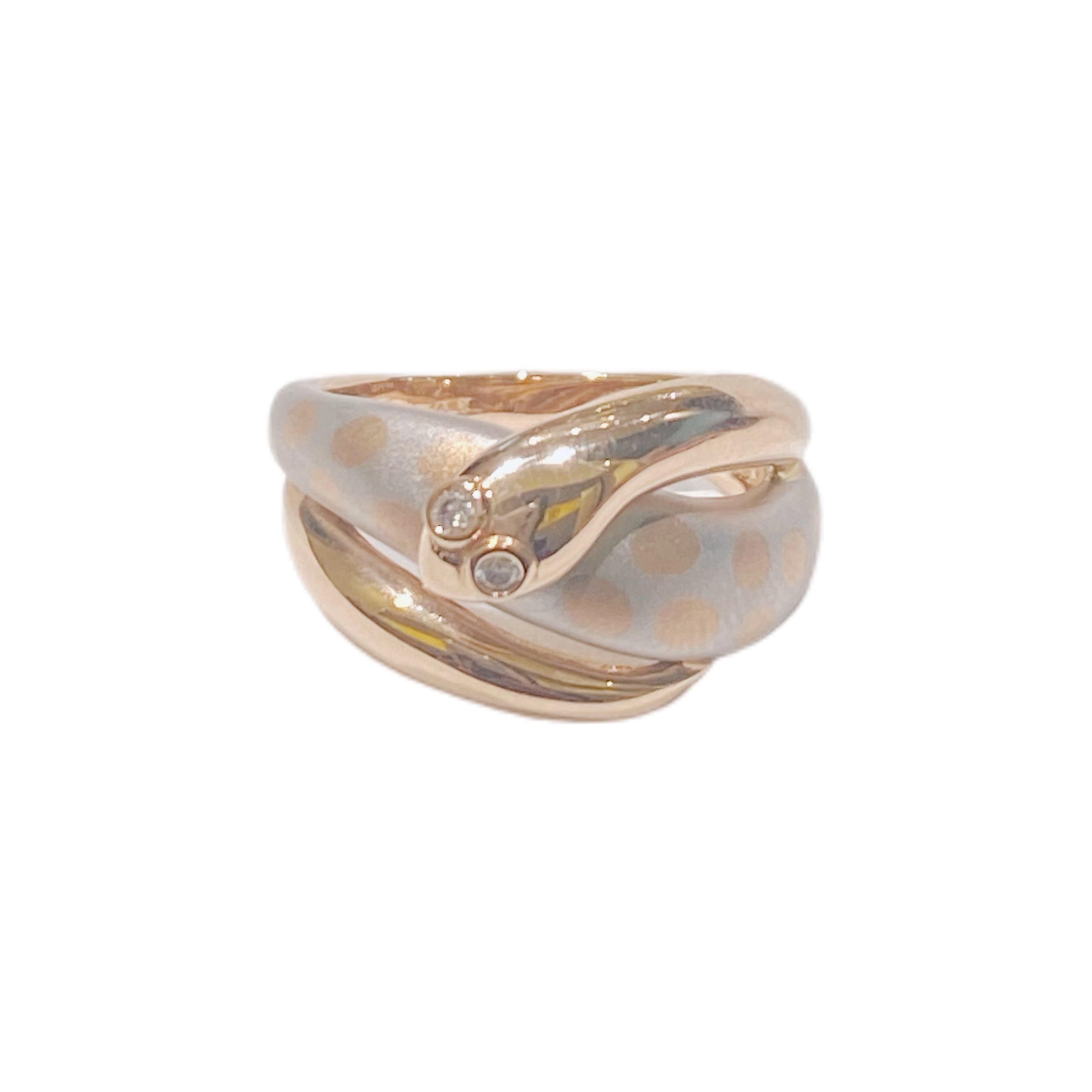 JEWELRY ノンブランドジュエリー　デザイン リング スネーク　ヘビ　K18PG/PT900/D0.03/#8　【208】2146000382468