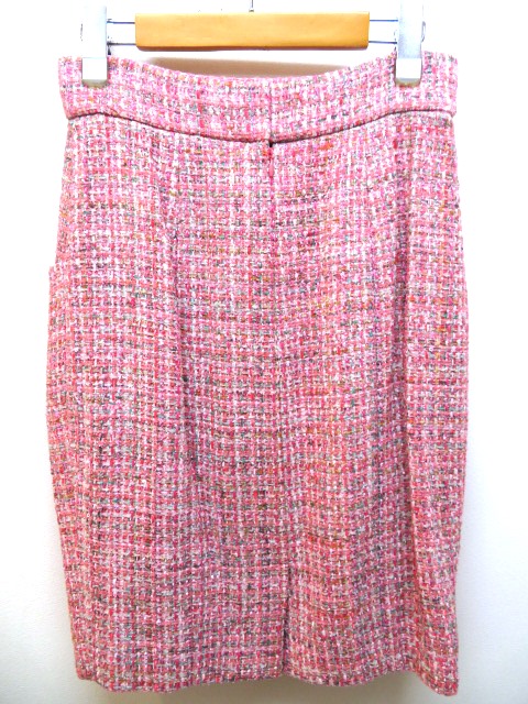 シャネル　ツイードスカート 38 薄ピンク色　ミニお直し