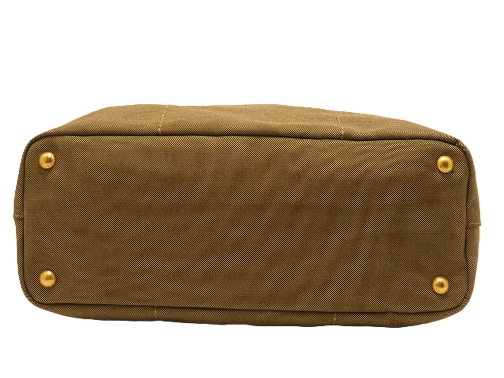 PRADA　プラダ　トートバッグ　カーキ　ブラウン　キャンバス　レザー【431】2148103798726