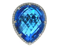 JEWELRY ノンブランドジュエリー リング 16.5号 プラチナ900 ブルートパーズ144.00ct/ダイヤモンド1.43ct 約57.3g 鑑別書付き【472】SJ