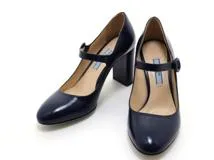【PRADA】 ロゴ 35 レザー メリージェーン パンプス エレガント □PRADA プラダ ナッパレザー メリージェーンパンプス (PRADA